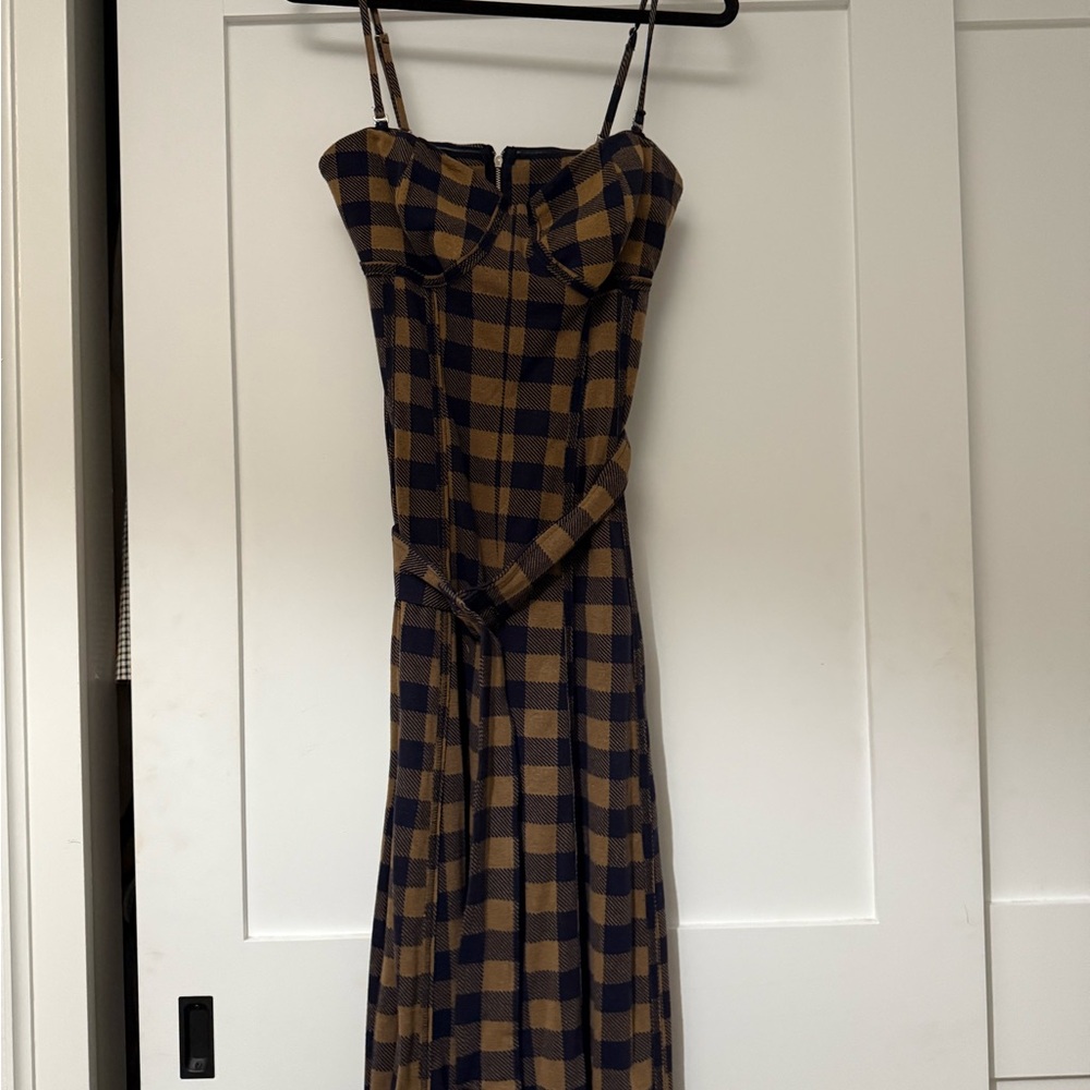 Free People Brown and Black Spaghetti Strap JUMPSUIT WIDE LEG
